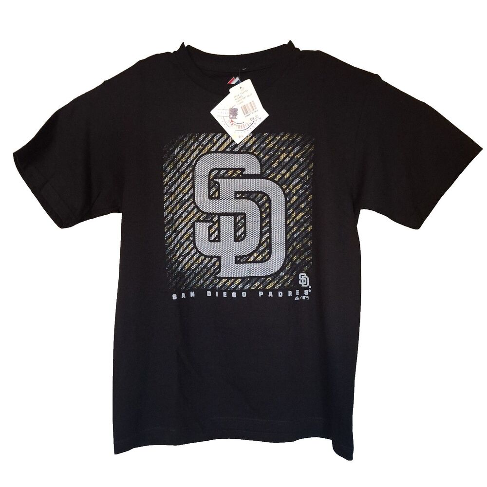 New With Tags San Diego Padres Majestic Boys Youth L (14-16) T-Shirt Black
